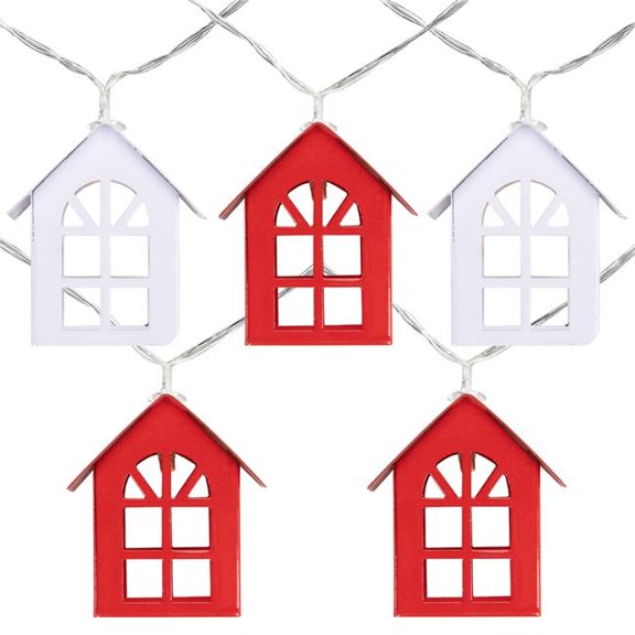 6.5 ft. Clear Wire Battery Operated LED Warm White Metal House Christmas Light - Set of 10