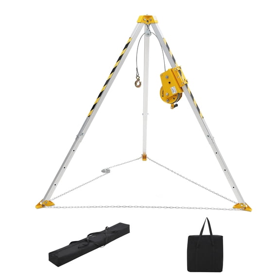 6.5 ft Confined Space Rescue Tripod Kit - 1200 lbs Winch Hoist, Safety Attachment Point, 50 ft Cable & Storage Bag for Utilities/Construction
