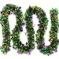 thumbnail image 1 of 6.5 ft Mardi Gras Tinsel Garland Decorations Purple Green Gold Metallic Festooning Garland Glittering Sparkling for Mardi Gras Party Indoor Outdoor Hanging Decoration, 1 of 9