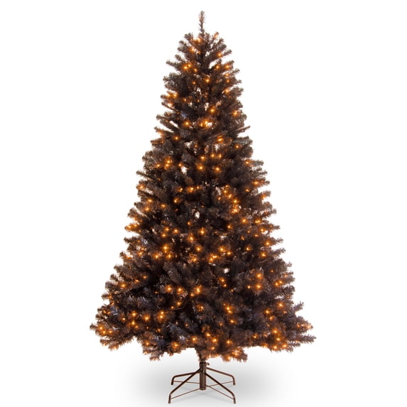 6.5’ Pre-Lit North Valley Black Spruce Artificial Christmas Tree - Orange Lights