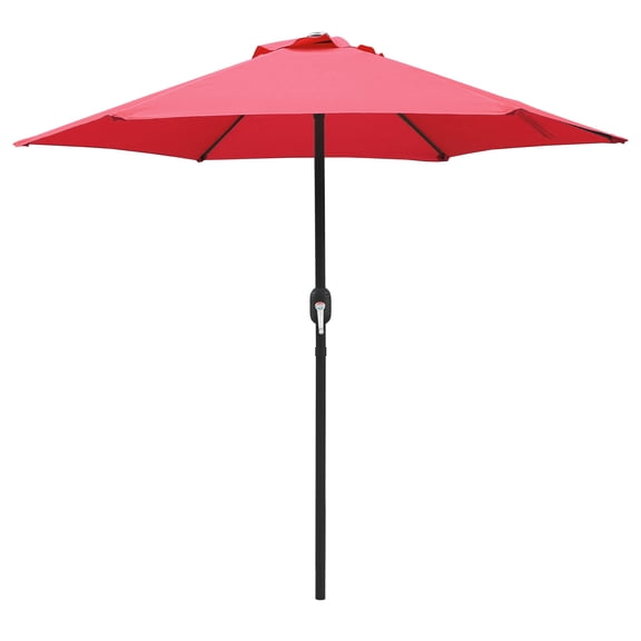 Kool 7.5ft Patio Umbrella with Crank Handle Outdoor Market Umbrella with 6 Sturdy Umbrella Ribs Waterproof for Garden Deck Backyard Pool, Red