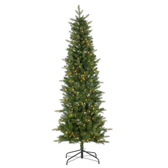 6.5 ft. Pre Lit Clear Incandescent Natural Cut Narrow Saginaw Spruce