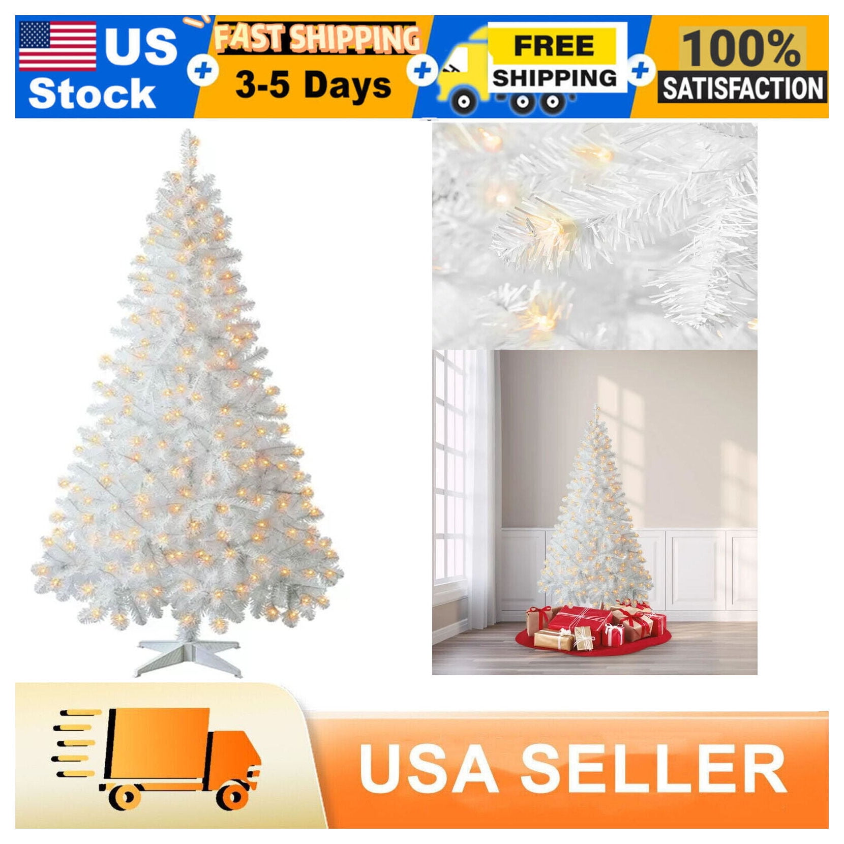 6.5 ft PreLit Madison Pine White Artificial Incandescent Lights