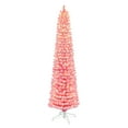 thumbnail image 1 of 6.5 ft Pre-lit Flocked Fashion Pink Pencil Tree 356 Tips 200 UL Clear Incandescent Lights, 1 of 4