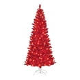 thumbnail image 1 of 6.5 ft Pre-lit Flocked Fashion Red Tree 475 Tips 200 Warm White LED Lights, 1 of 2