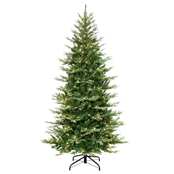6.5 ft Pre-lit Slim Balsam Fir Tree 2561 PE/PVC Tips 350 UL Clear Incandescent Lights