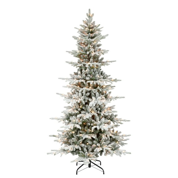 6.5 ft Pre-lit Slim Flocked Artificial Utah Fir Tree