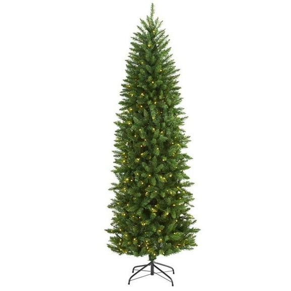 6.5 ft. Slim Green Mountain Pine Artificial Christmas Tree with 300 Clear LED Lights