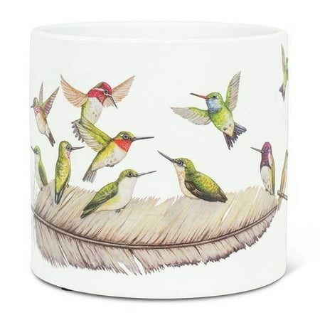 6.5 in. Ceramic Hummingbirds Planter, White - Large