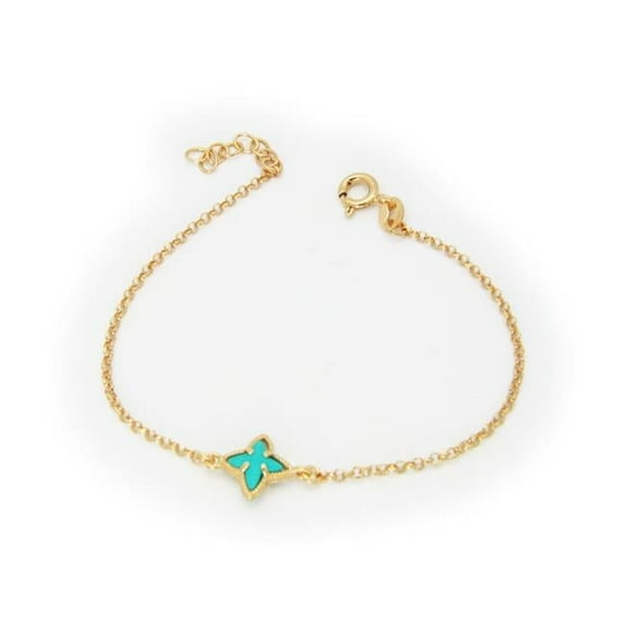 6.5 in. Ocean Turquoise Flower Crystal Bracelet in 925 Sterling Silver
