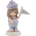 thumbnail image 1 of 6.5 in. Porcelain Purple Cupcake Girl Figurine, White, 1 of 1