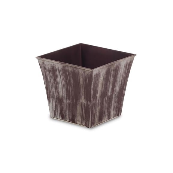 6.5 in. Square Planter with A Tapered Body - Brown & Ivory