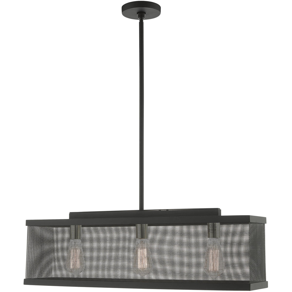 6.5 inch 3 Light Black Chandelier with Black Stainless Mesh Shade