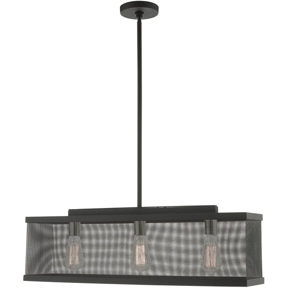 6.5 inch 3 Light Black Chandelier with Black Stainless Mesh Shade