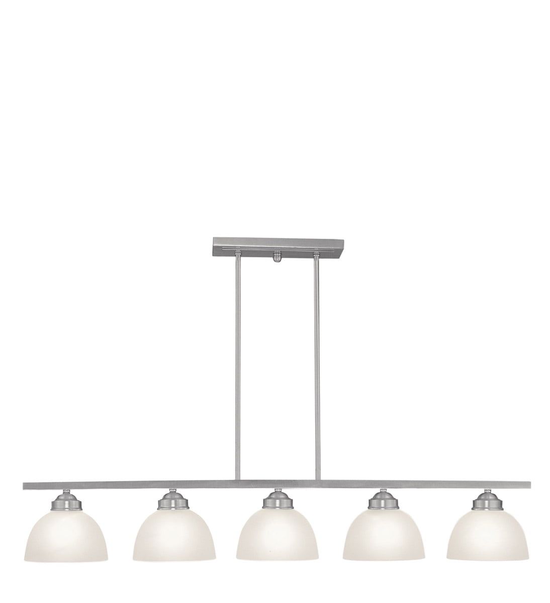 Sleek Somerset Brushed Nickel 5-Light Linear Chandelier with Satin Glass