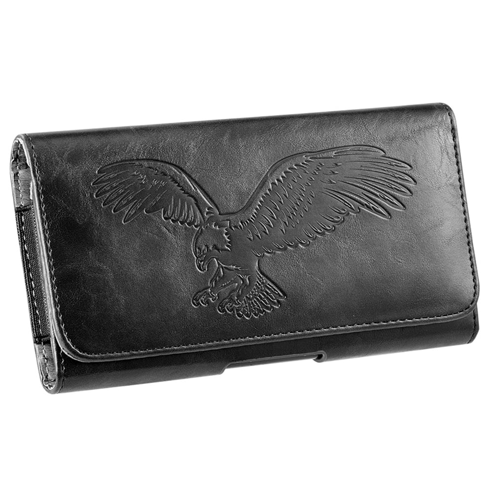 Leather belt bag with all-over embossed eagle