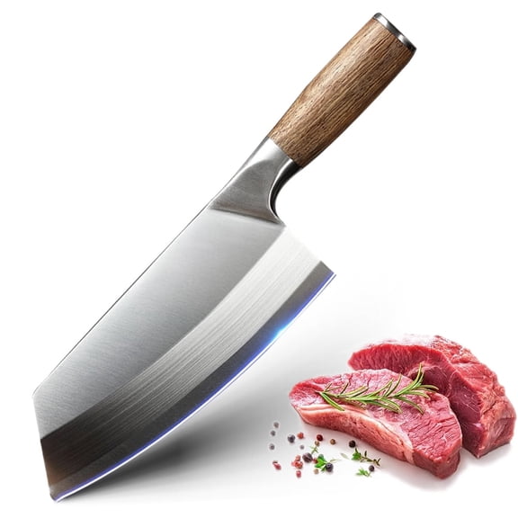 6.5-inch Meat Cleaver High Carbon Stainless Steel Chinese Chef's Butcher Knife Bone Meat Cutting Cooking Knife Wooden Handle