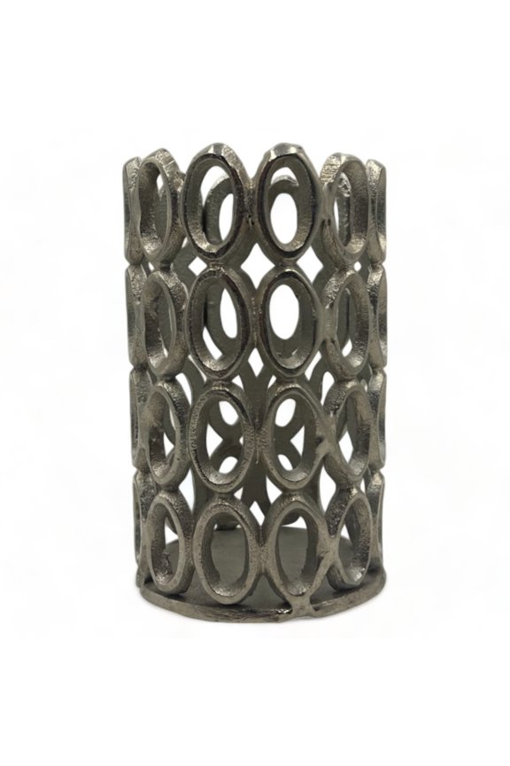 6.5 inch Nickel Decorative Metal Candle Holder by 90210 Kitchen and Bath