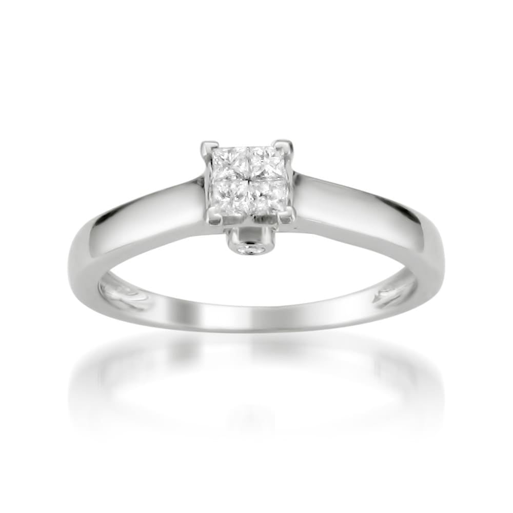 6.5 mm Cubic Zirconia White Gold Plated Brass Stud Earring.