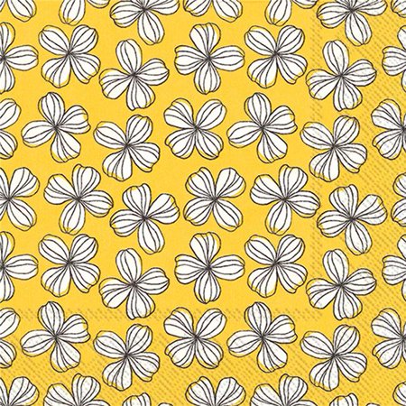 6.5 sq. in. Luncheon Graphic Flower Napkin, Yellow