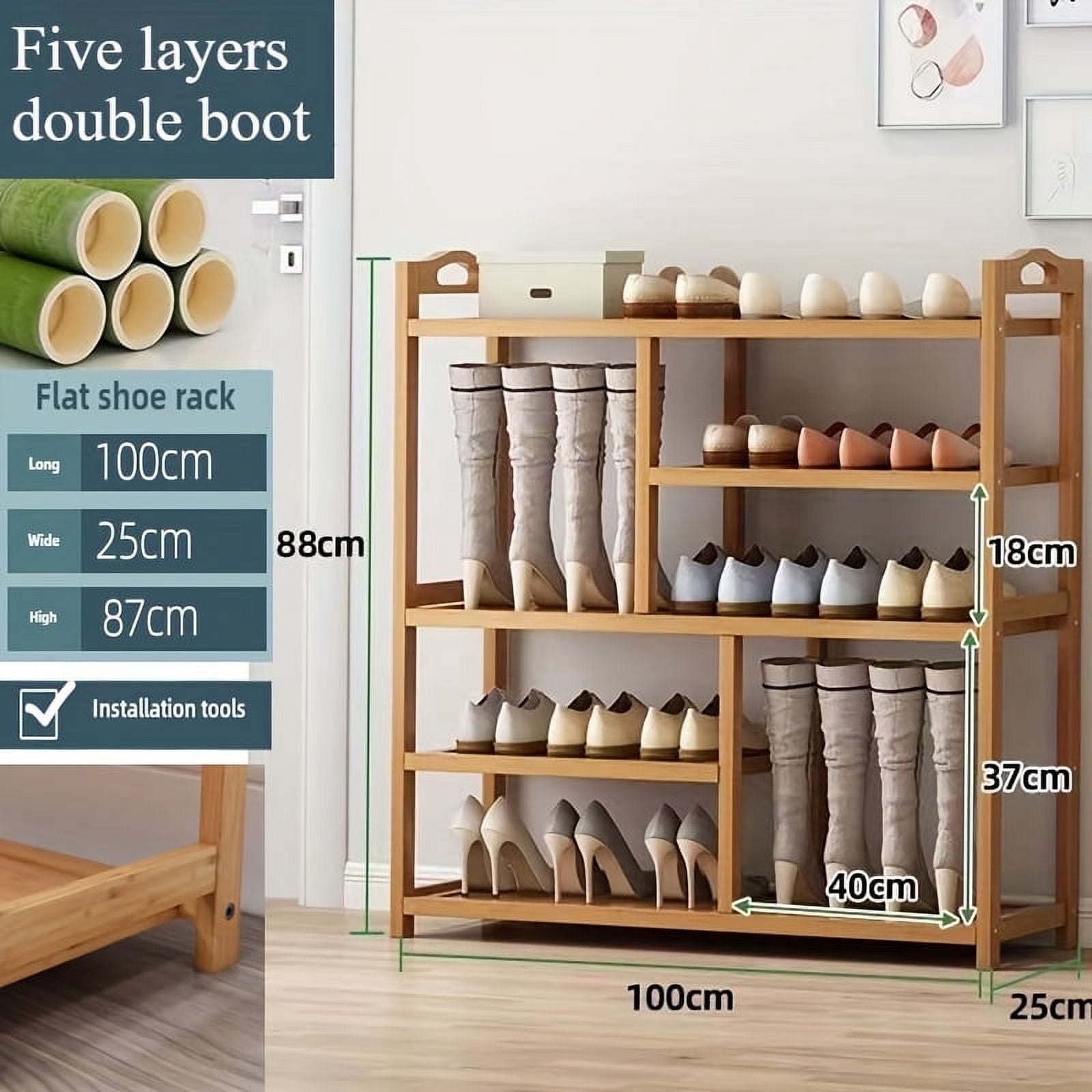 Multi Storie Shoe Rack 6/5-storey space saving bamboo shoe rack - multi-layer independent ...