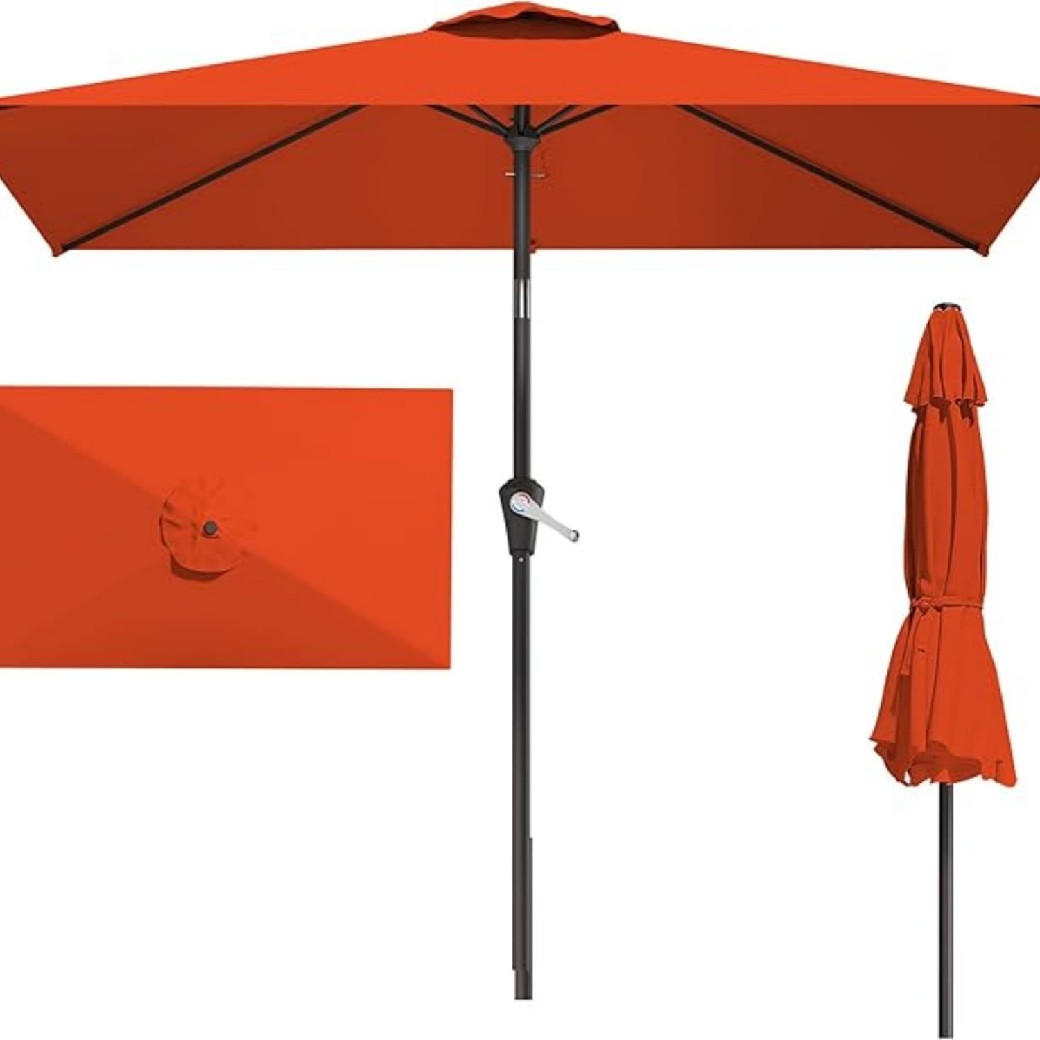 6.5' x 10' Rectangular Patio Umbrellas for Outdoor, Outdoor Table ...