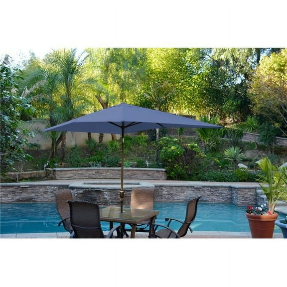 6.5 x 10 ft. Aluminum Patio Market Umbrella Tilt with Crank - Blue Fabric & Champagne Pole