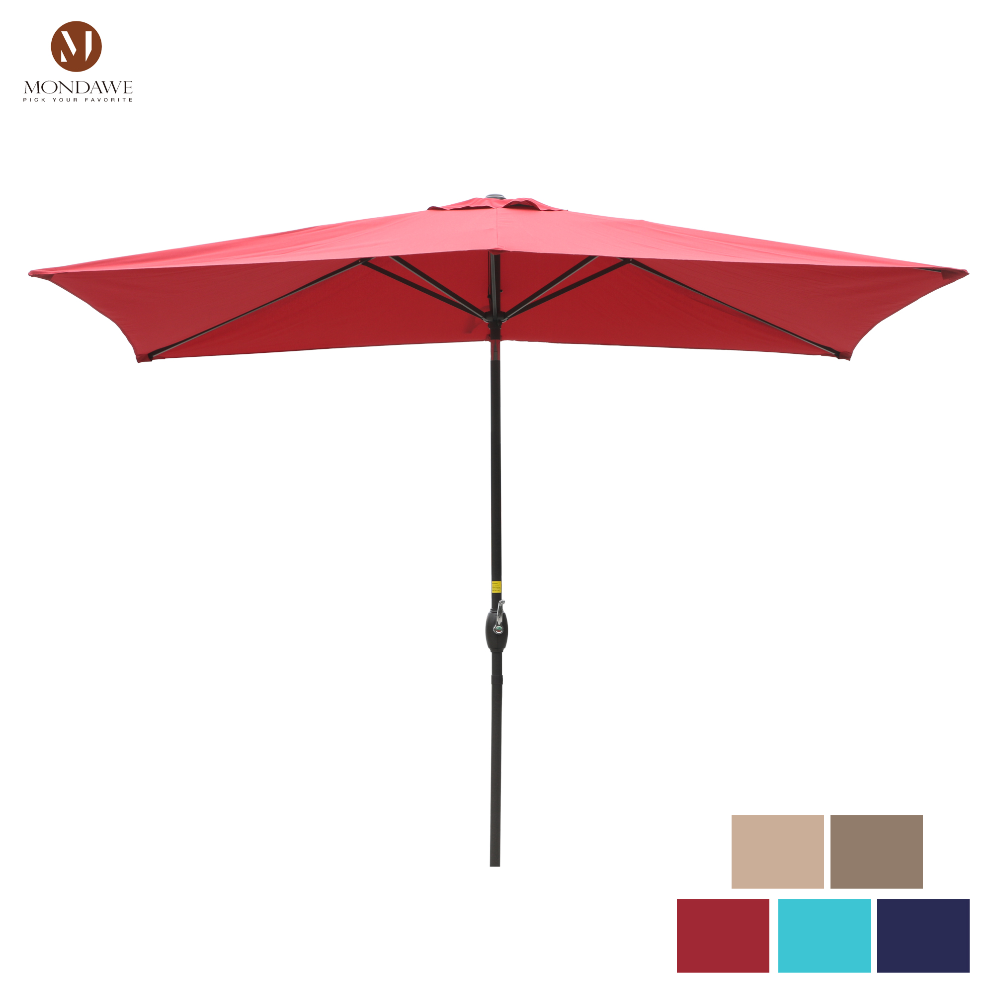 International Concepts Rectangular Market Umbrella, Autumn Red ...