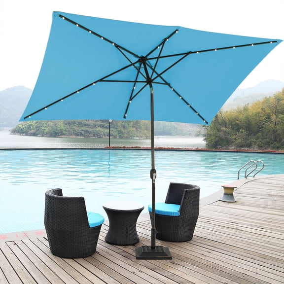 6.5' x 10' Rectangular Umbrella, Patio Outdoor Table Umbrella with ...