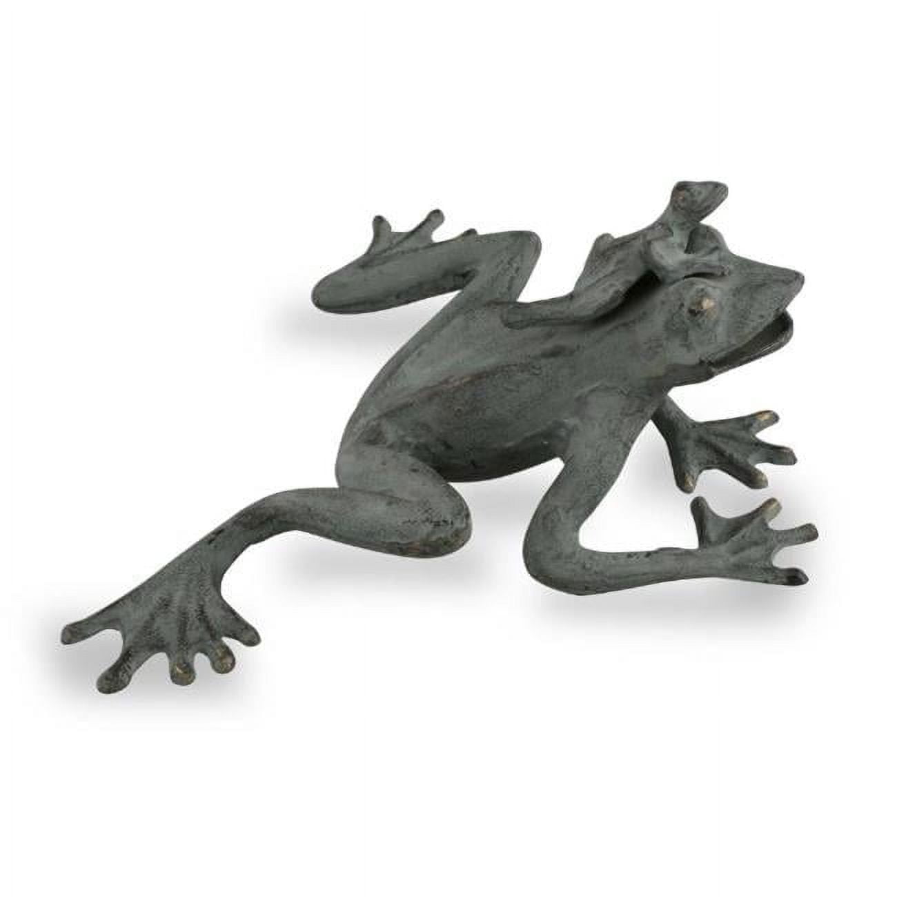 Verdigris Green Aluminum Mama & Baby Frog Garden Sculpture