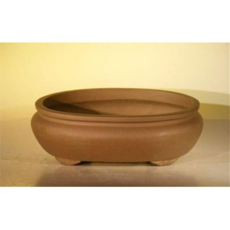 6.5 x 4.5 x 2.125 in. Tan Unglazed Ceramic Bonsai Pot, Oval