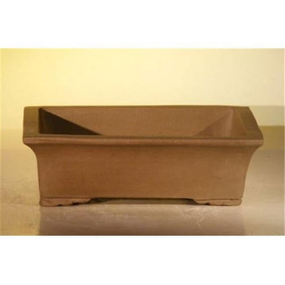 6.5 x 4.5 x 2.125 in. Unglazed Ceramic Bonsai Pot, Tan - Rectangle