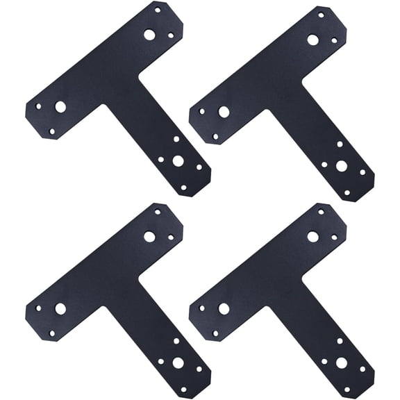 6.5" x 5.7" Post to Beam Bracket, 4Pcs T Post Brackets for Truss Framing, Thickness 4mm T Plate for Repairing Fixing Connecting Mending Plate - Post to Beam Connectors
