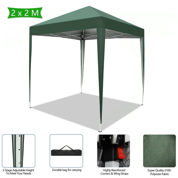 6.5 x 6.5 FT EZ Pop UP Gazebo Party Tent Outdoor Canopy Tent Waterproof Green