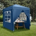 thumbnail image 1 of 6.5' x 6.5' Pop Up Canopy Tent with 2 Doors & 2 Windows, Waterproof Folding Gazebo for Camping, Blue, 1 of 7