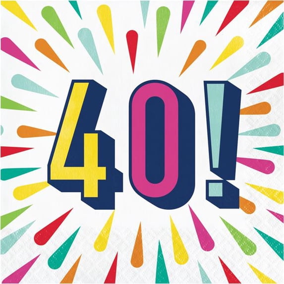6.5 x 6.5 in. Birthday Burst 40 Luncheon 1 by 4 Fold 2-Ply Tissue Napkins - 192 Count