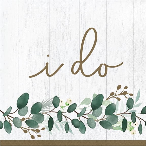6.5 x 6.5 in. Eucalyptus I Do Luncheon 1 by 4 Fold 2-Ply Tissue Napkins - 192 Count