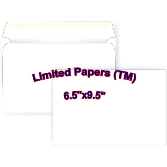 6.5" x 9.5" Booklet Envelope - 24# White - Open Side - Large Envelope Series (250)