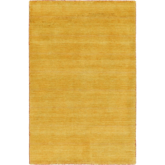 6.5' x 9.75' Gold Solid Hand Knotted Rectangular Wool Area Throw Rug