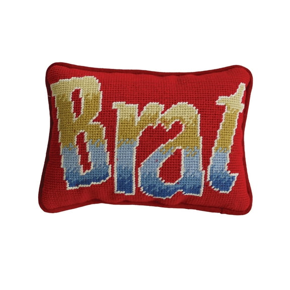 Ombre "Brat" Needlepoint Mini Accent Pillow, 6.5" x 9"
