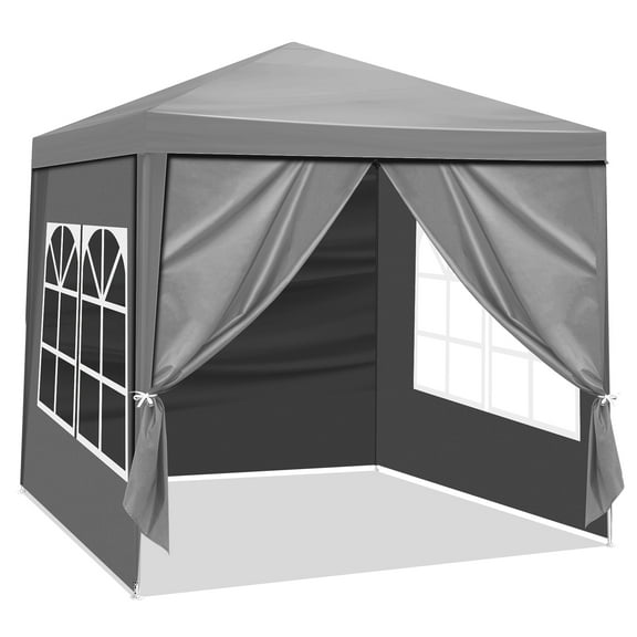6.5'x6.5' Waterproof Party Tent - Portable Outdoor Canopy with Spiral Frame, Gray (200x200cm)