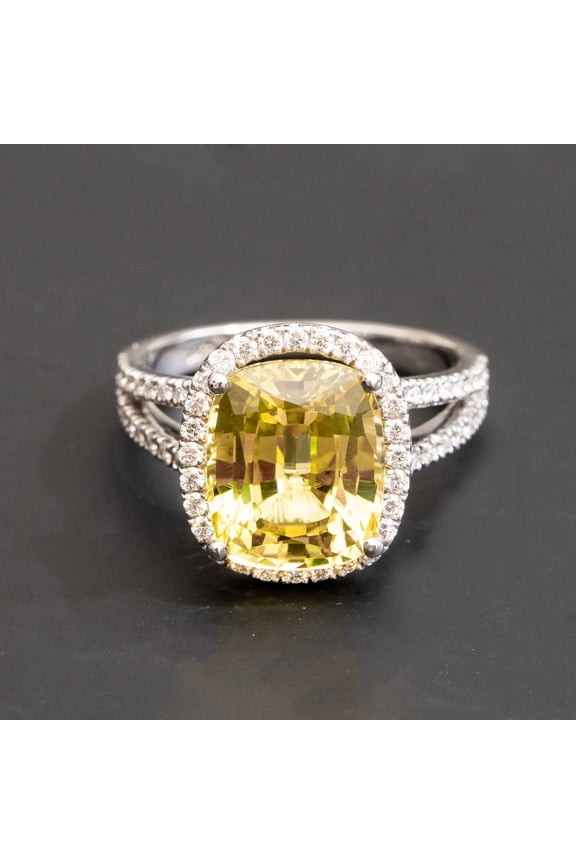 6.50 carat Lab yellow sapphire engagement ring, large gemstone engagement ring,