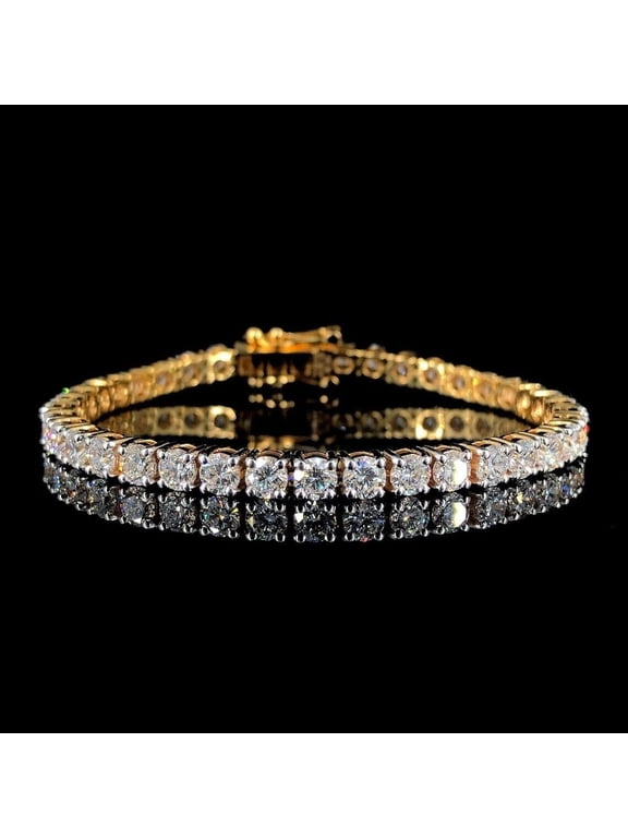 6.50Ct Lab Created Diamond Tennis Bracelet 7"3MM Women's 14K Yellow Gold Plated