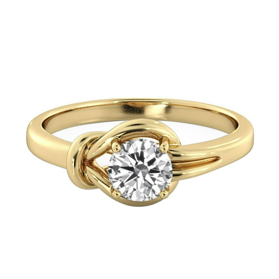 6.50MM D-F VS Moissanite Engagement Ring (0.88 ct Moissanite Weight, 1.00 ct dew) Knot 4 prongs 14K Gold
