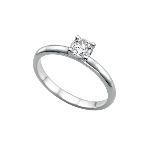 6.50MM D-F VS Moissanite Engagement Ring (0.88 ct Moissanite Weight, 1.00 ct dew) Round Shape 14K Gold