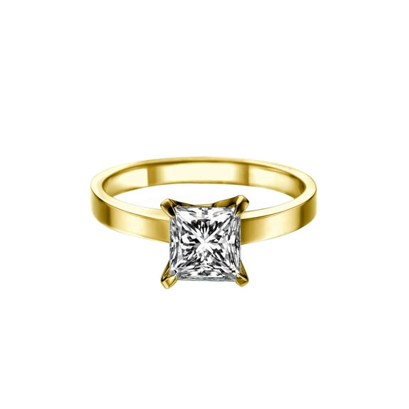 6.50MM D-F VS Moissanite Engagement Ring (1.5 ct Moissanite Weight, 1.70 ct dew) 4 Prongs Classic 14K Gold