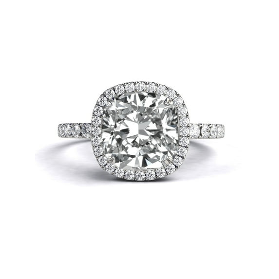 6.50MM VS Moissanite Engagement Ring With Diamonds (1.21 ct Moissanite Weight, 1.8 ctw dew) Micro Pave Cathedral 14K Gold