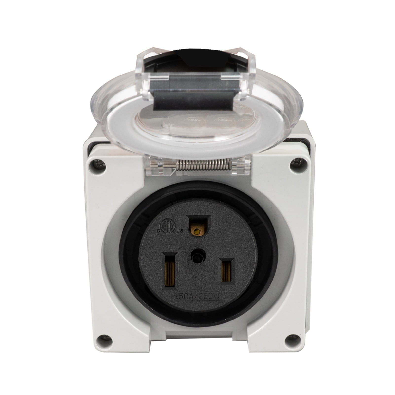 6-50R RV Power Outlet Box. NEMA 6-50R Power OutletBox, 50Amps 125/250Volt Receptacle, Weatherproof Outdoor Electrical Power Box for Campers/Trailers - ETL Listed.(6-50R)