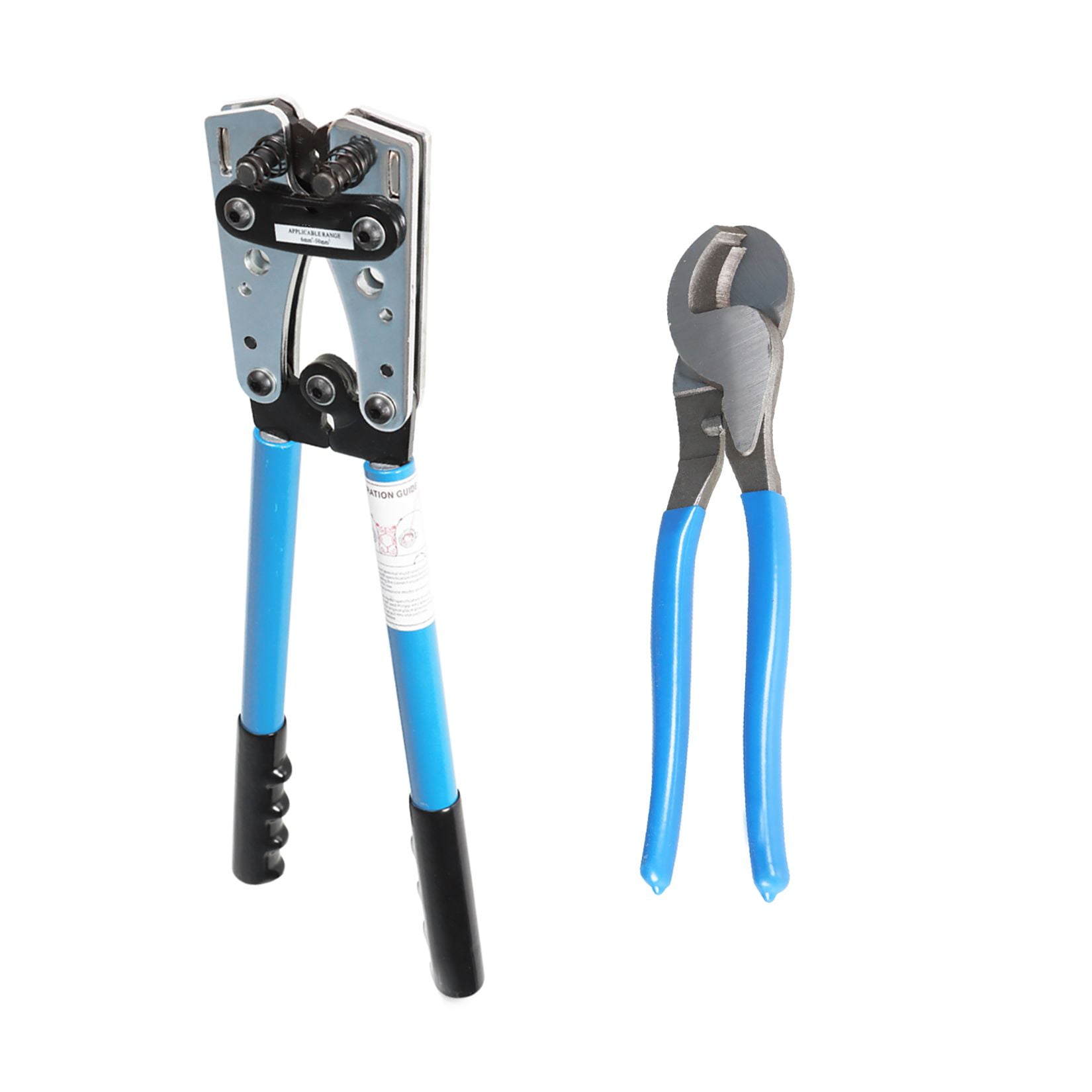 6-50mm² Battery Cable Lug Crimper Wire Crimping Tool Pliers with Cable Cutter for 10, 8, 6, 4, 2, 1/0 AWG Crimping Wire Cable Cutting Crimper