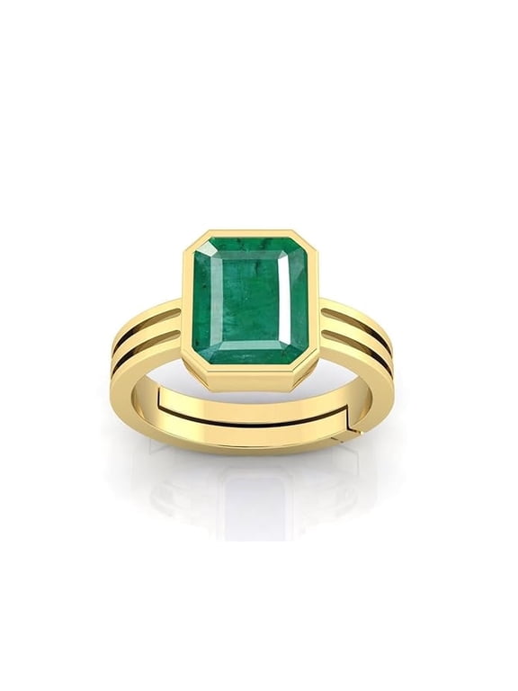 6.55 Ct AAA+ Natural Emerald Bazel Setting Ring, Handmade Emerald Cut Ring Gemstone Ring, Gold Plated Emerald Ring for Men's & Women's